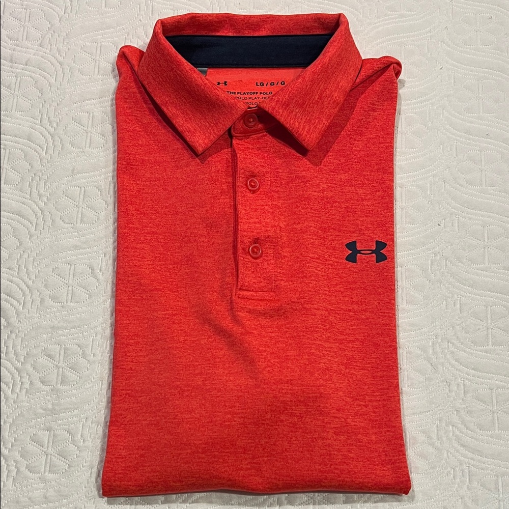 Under Armor Men’s Large Loose Fit The Playoff Polo Hot Coral